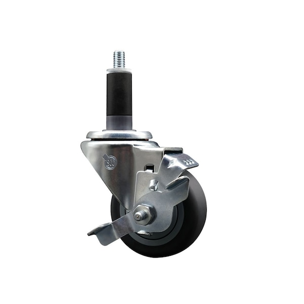 3'' SS Thermoplastic Rubber Swivel 1-1/8'' Expanding Stem Caster with Brake